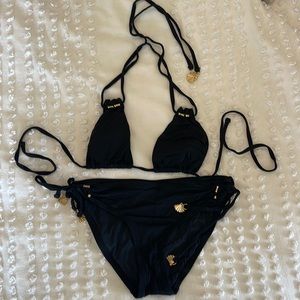 Trina Turk black triangle top bikini. Size 6.